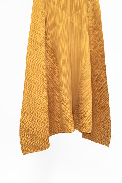 Pleats Please Issey Miyake Orange 3/4-Sleeve Midi Dress