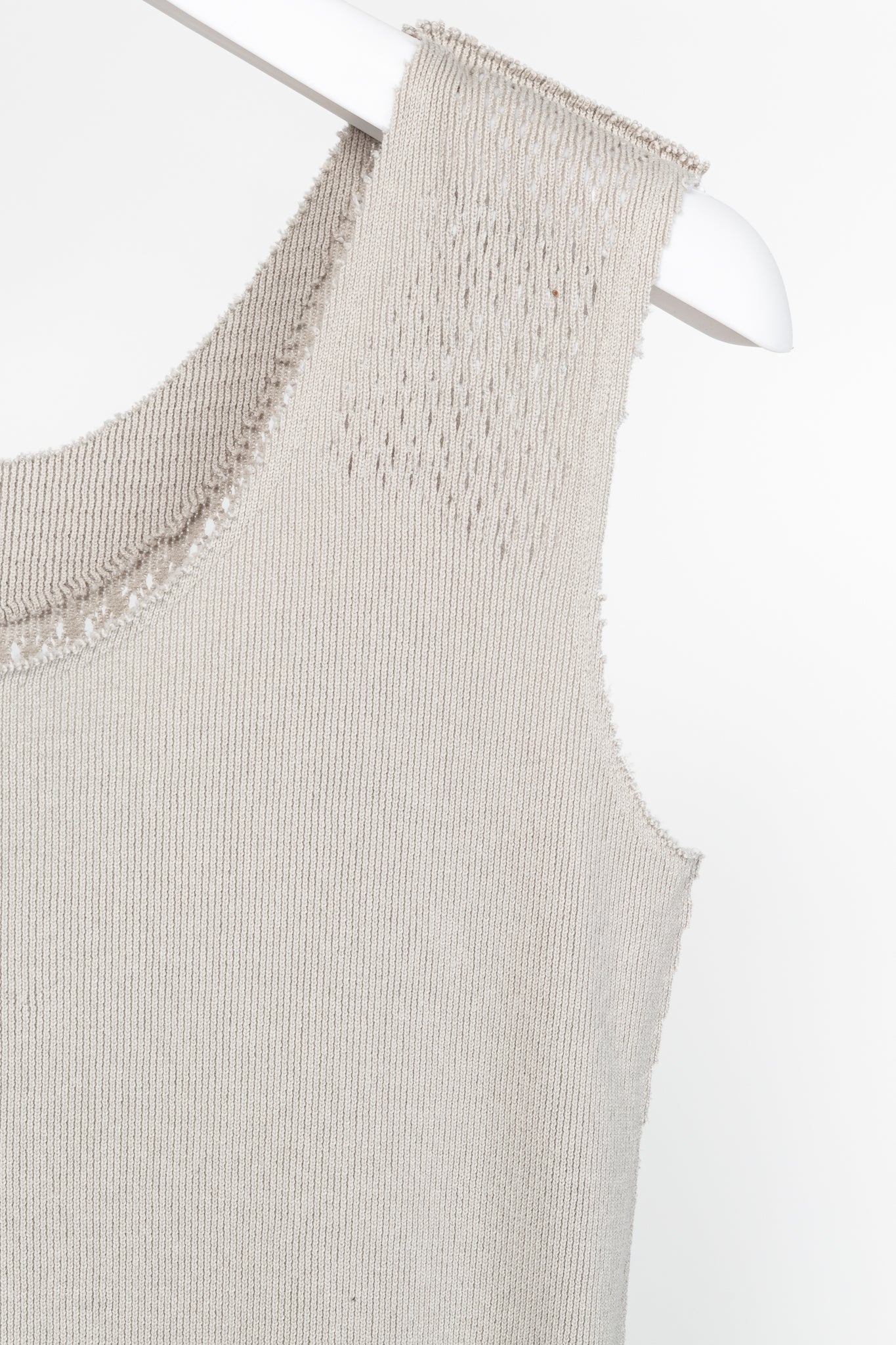 Issey Miyake Fete Grey Mesh-Knit Fringe-Hem Maxi Dress