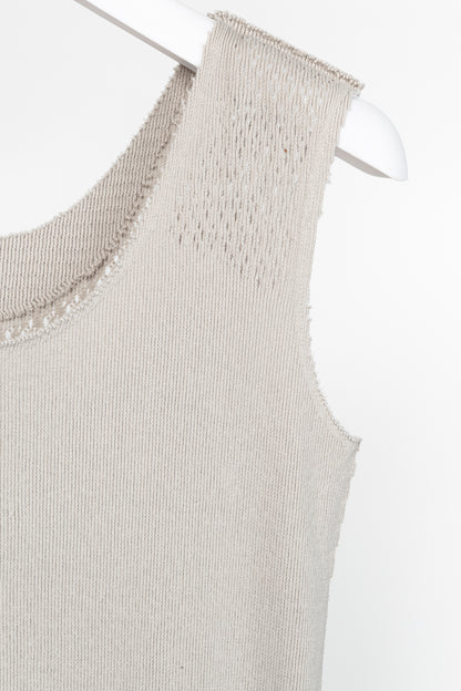 Issey Miyake Fete Grey Mesh-Knit Fringe-Hem Maxi Dress