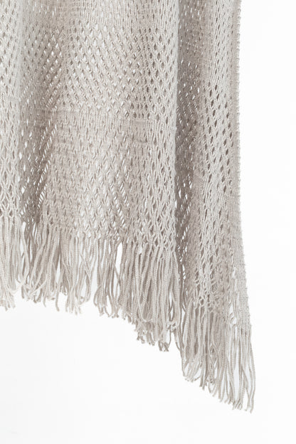 Issey Miyake Fete Grey Mesh-Knit Fringe-Hem Maxi Dress