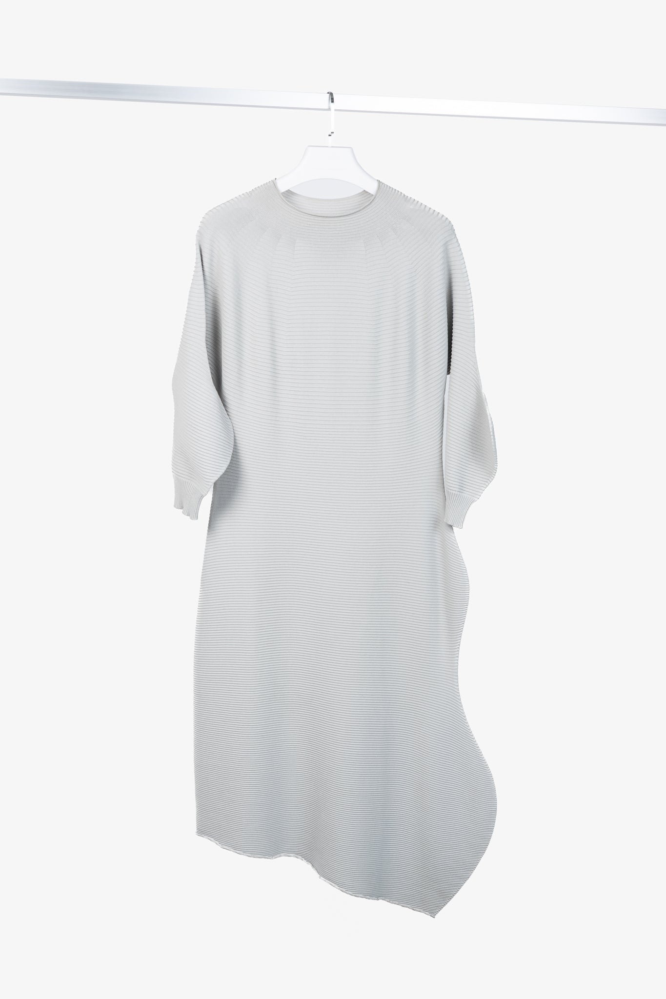 Issey Miyake SS/23 Concretion Light Grey Ribbed Midi Dress