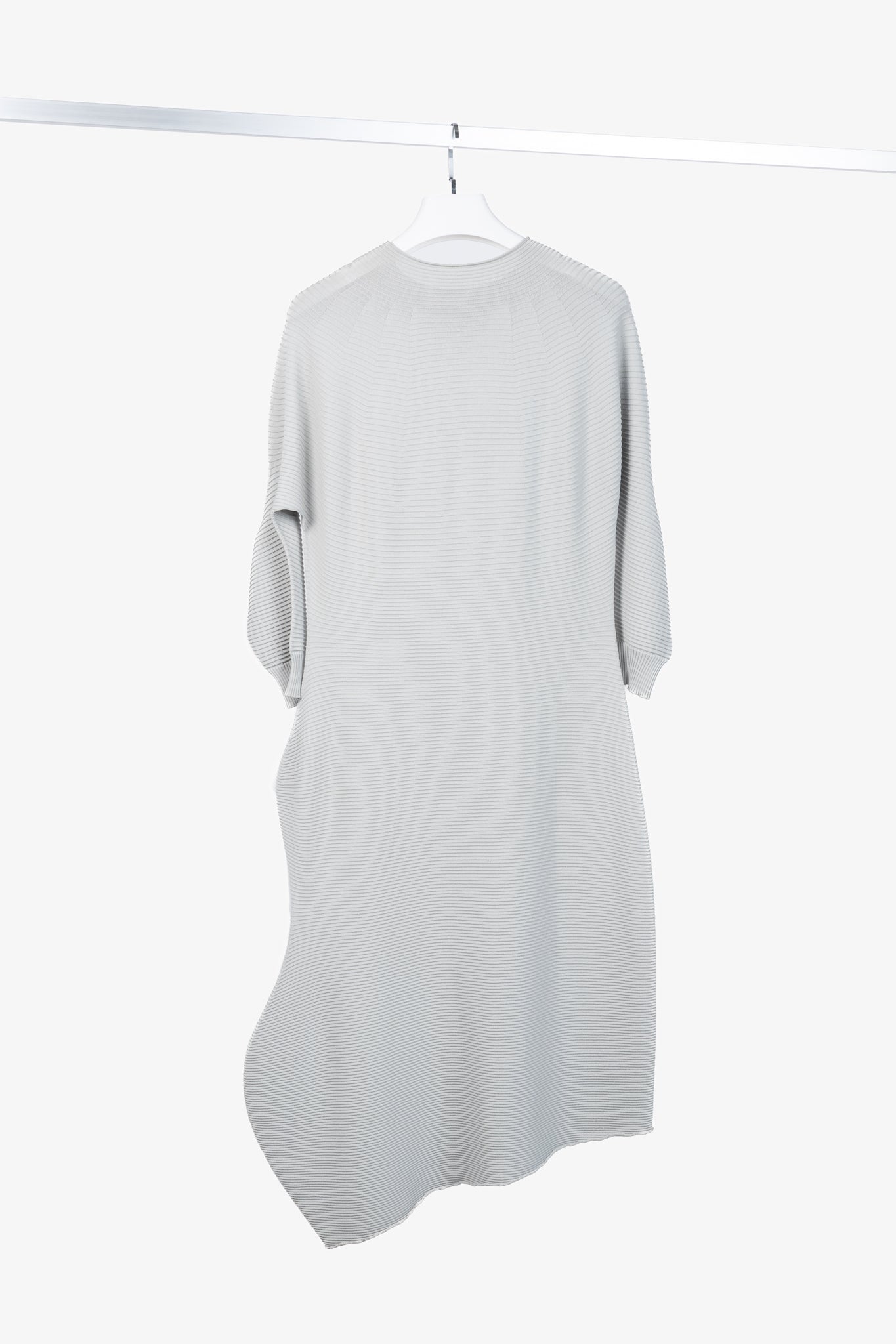 Issey Miyake SS/23 Concretion Light Grey Ribbed Midi Dress