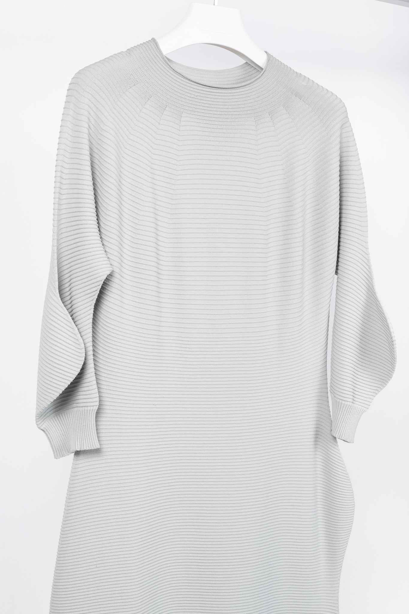 Issey Miyake SS/23 Concretion Light Grey Ribbed Midi Dress