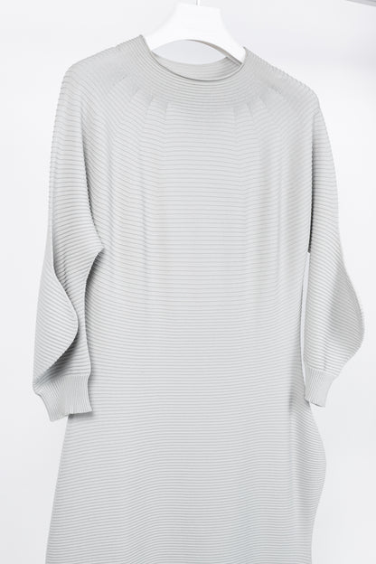 Issey Miyake SS/23 Concretion Light Grey Ribbed Midi Dress