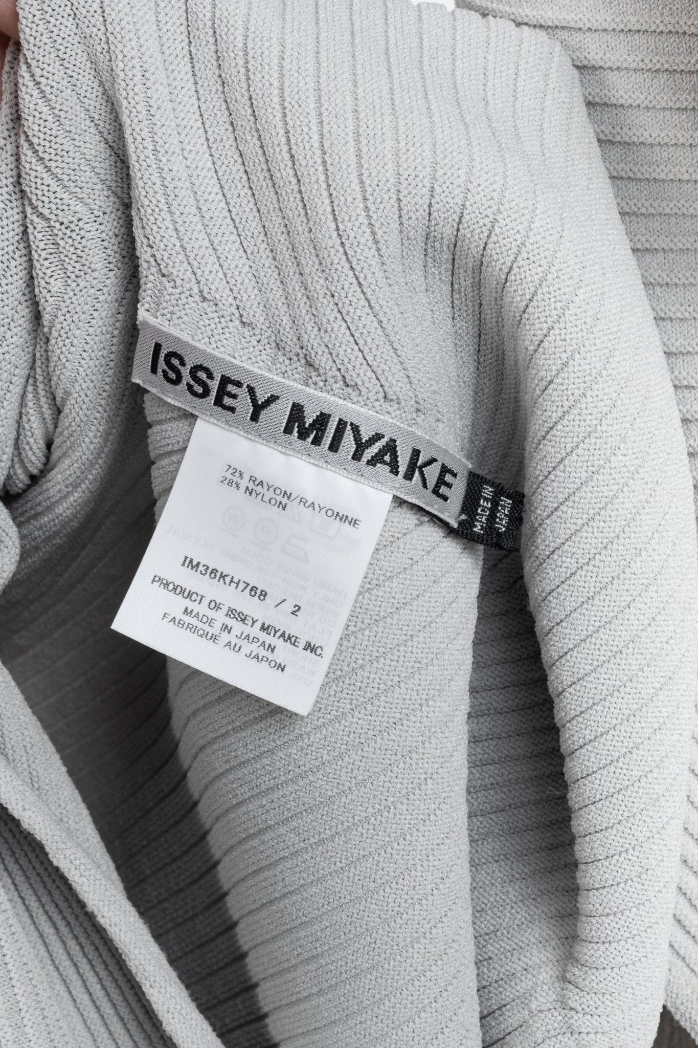Issey Miyake SS/23 Concretion Light Grey Ribbed Midi Dress
