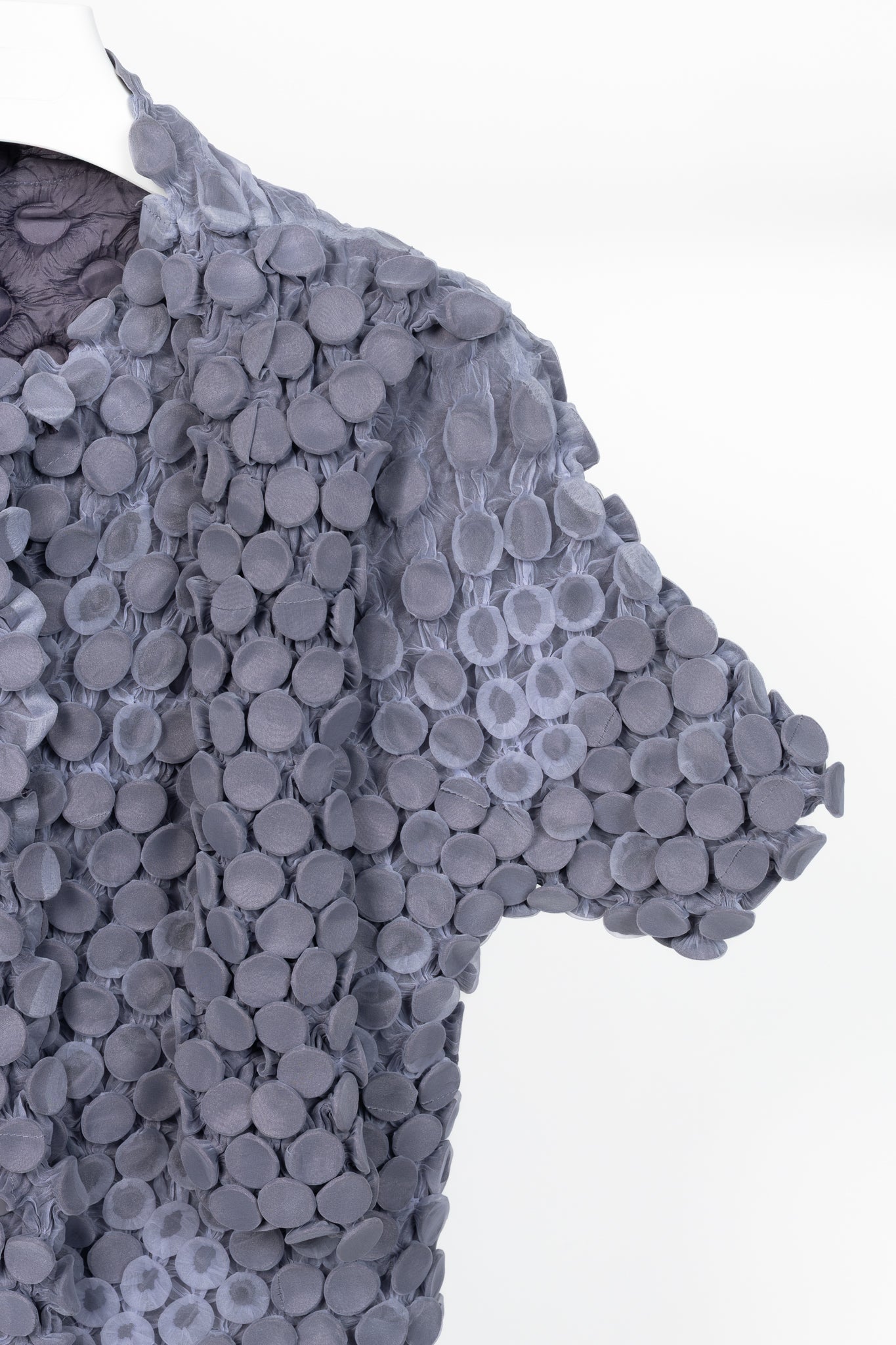 Issey Miyake Archival Purple Organza Cropped Popcorn Jacket with Attached Scarf