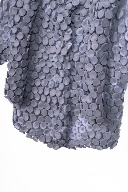 Issey Miyake Archival Purple Organza Cropped Popcorn Jacket with Attached Scarf