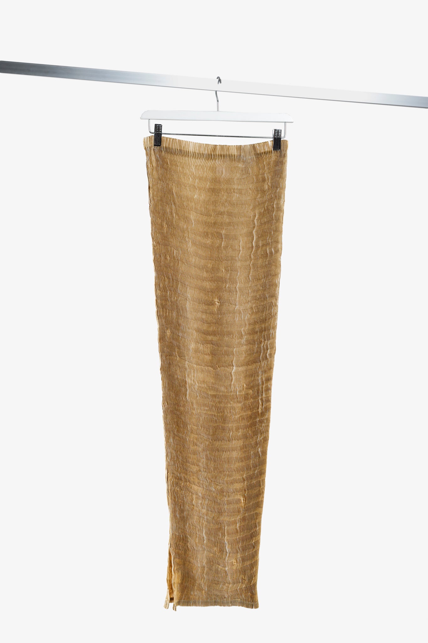 Issey Miyake Archival Tan Print Zigzag Texture Pleated Skirt