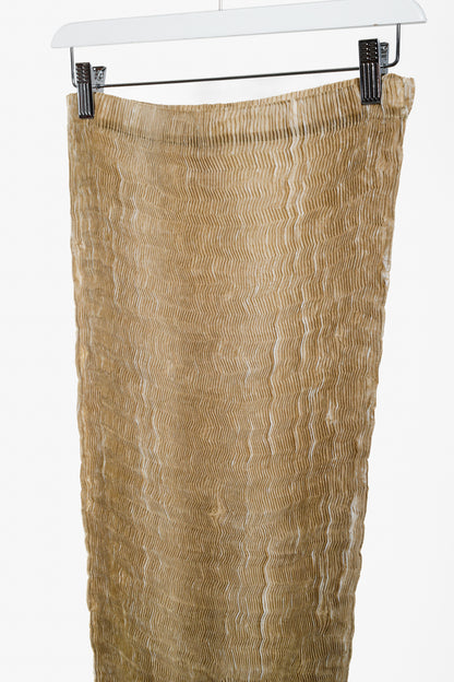 Issey Miyake Archival Tan Print Zigzag Texture Pleated Skirt