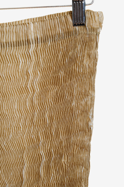 Issey Miyake Archival Tan Print Zigzag Texture Pleated Skirt