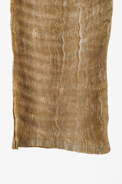 Issey Miyake Archival Tan Print Zigzag Texture Pleated Skirt