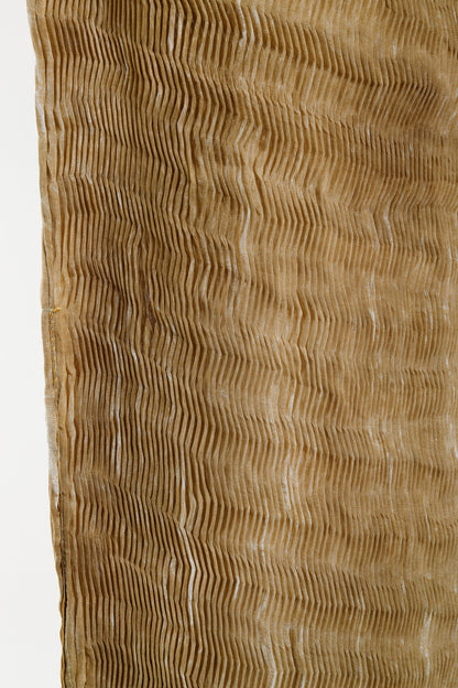 Issey Miyake Archival Tan Print Zigzag Texture Pleated Skirt