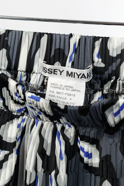 Issey Miyake Grey Pleated Floral-Print Skirt