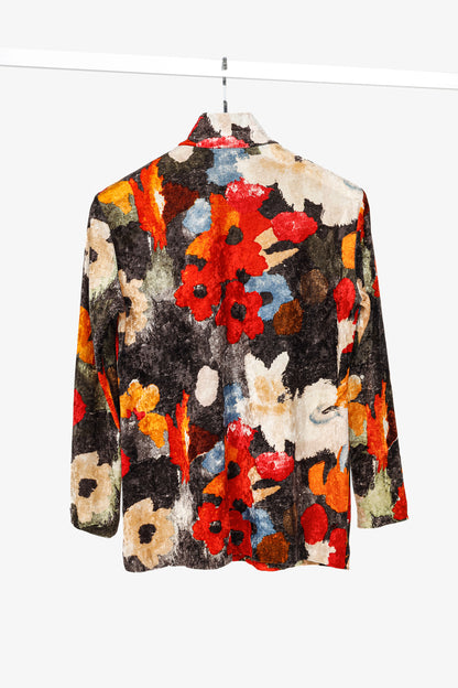 Issey Miyake AW/95 Runway Multicolour Floral Velvet Turtleneck Top