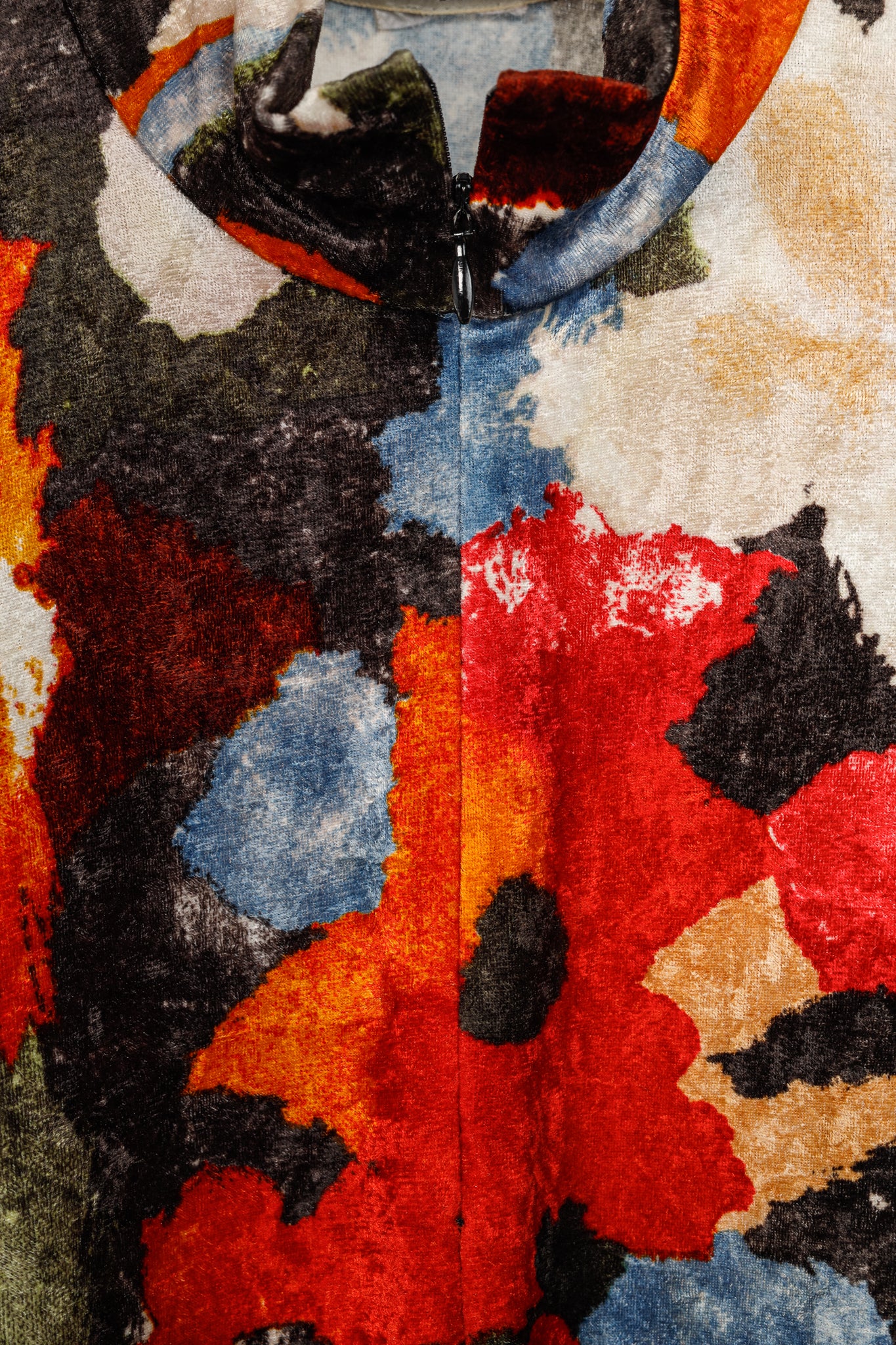 Issey Miyake AW/95 Runway Multicolour Floral Velvet Turtleneck Top