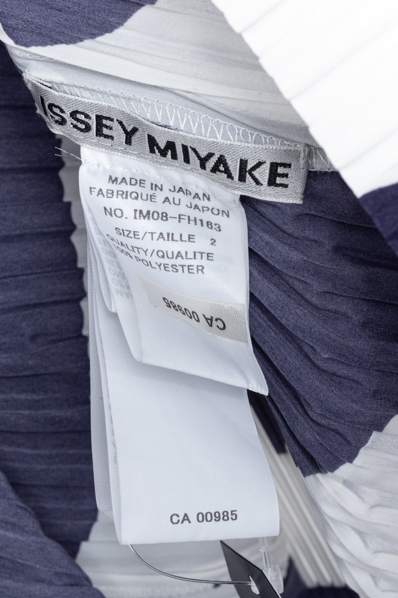 Issey Miyake AW/20 Navy & White Accordion Pleated Geometric-Print Maxi Dress