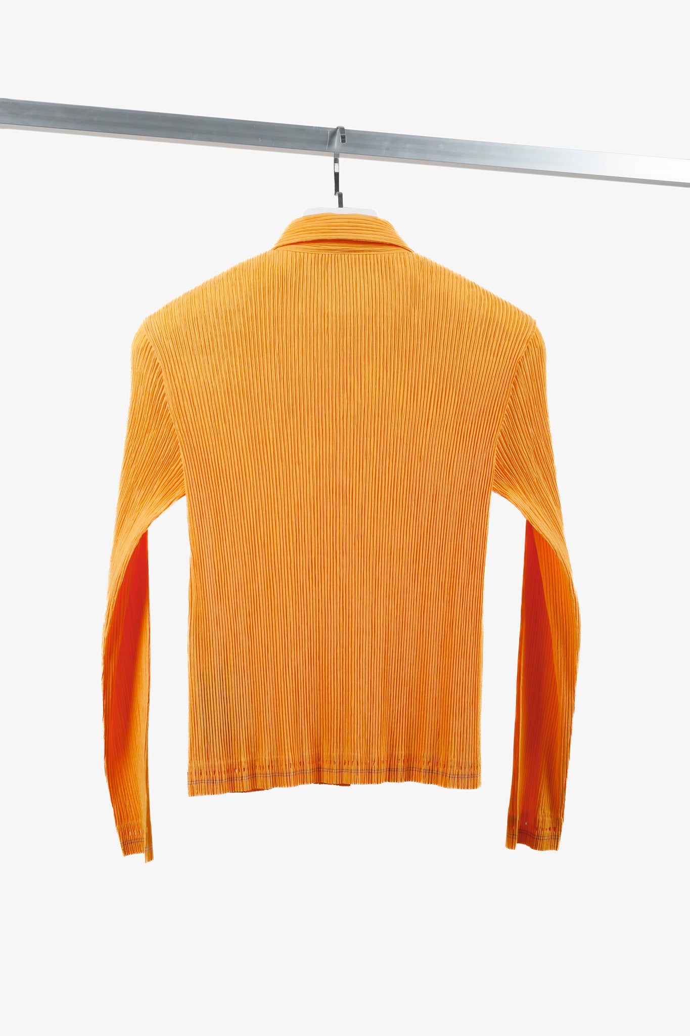 Issey Miyake Orange Cardigan Eyelet Bottom Trim