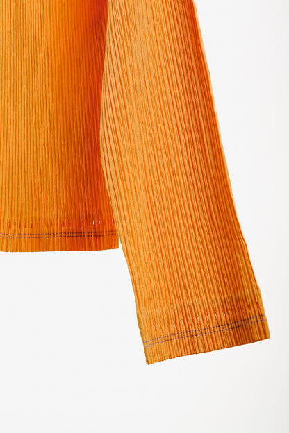 Issey Miyake Orange Cardigan Eyelet Bottom Trim