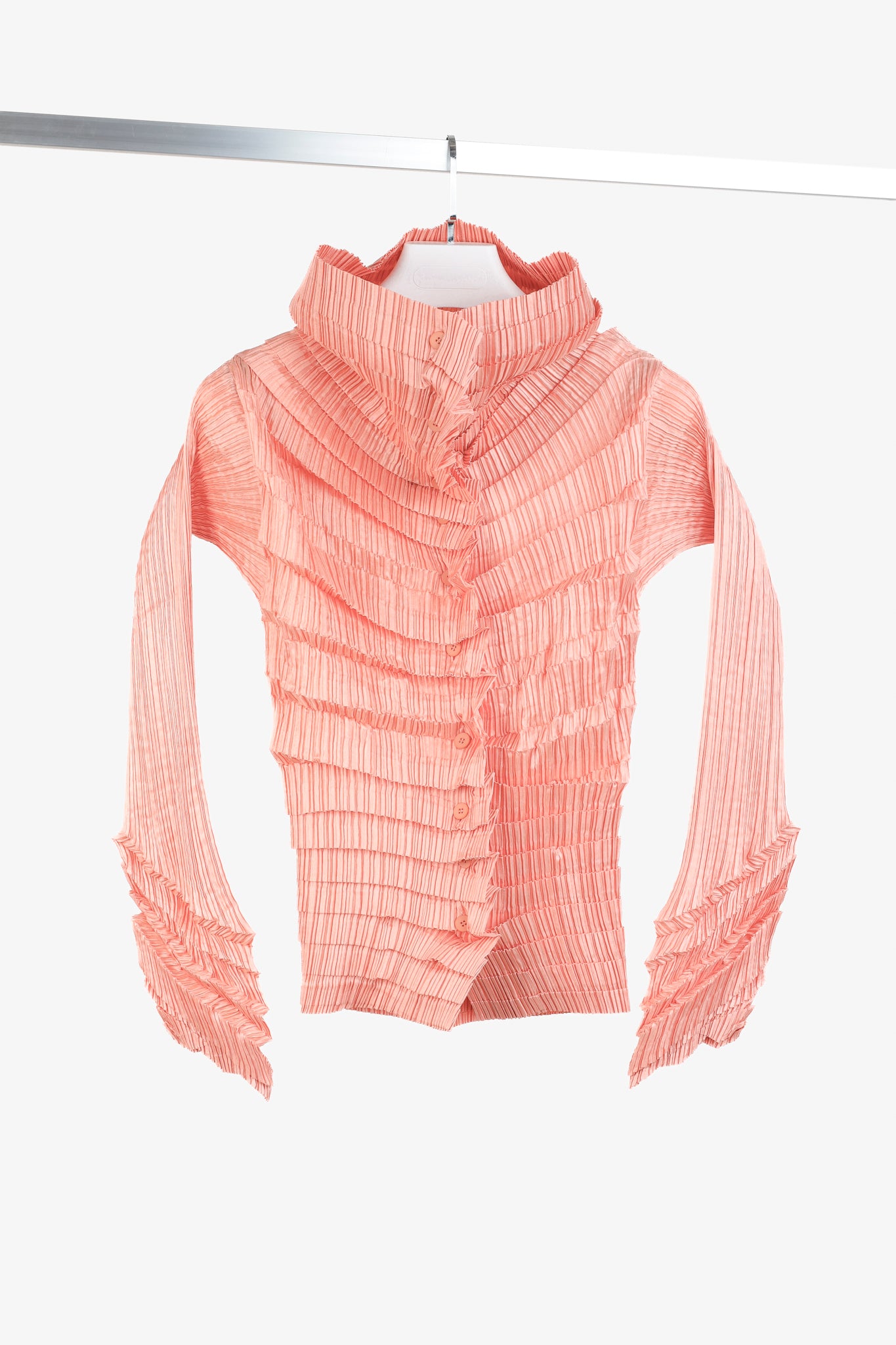 Issey Miyake Archival 1990s Pink Diagonal Pleats Blouse