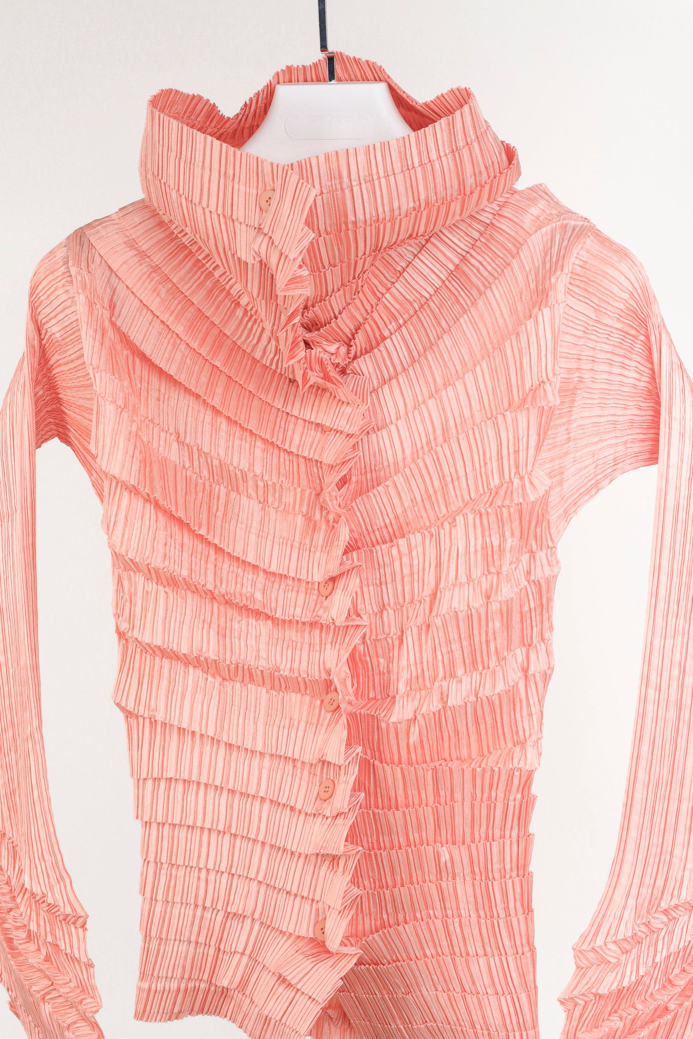 Issey Miyake Archival 1990s Pink Diagonal Pleats Blouse