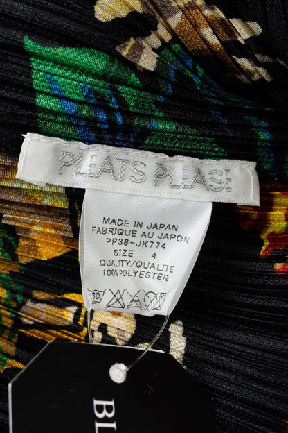 Pleats Please Issey Miyake Hawaii Motif Black Fringe-Hem Cardigan