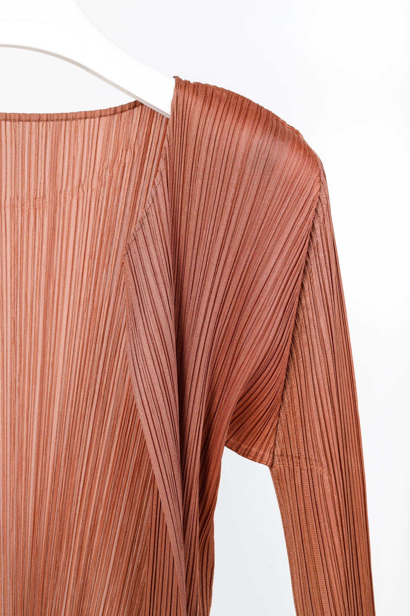 Pleats Please Issey Miyake Terracotta Open-Front Cardigan