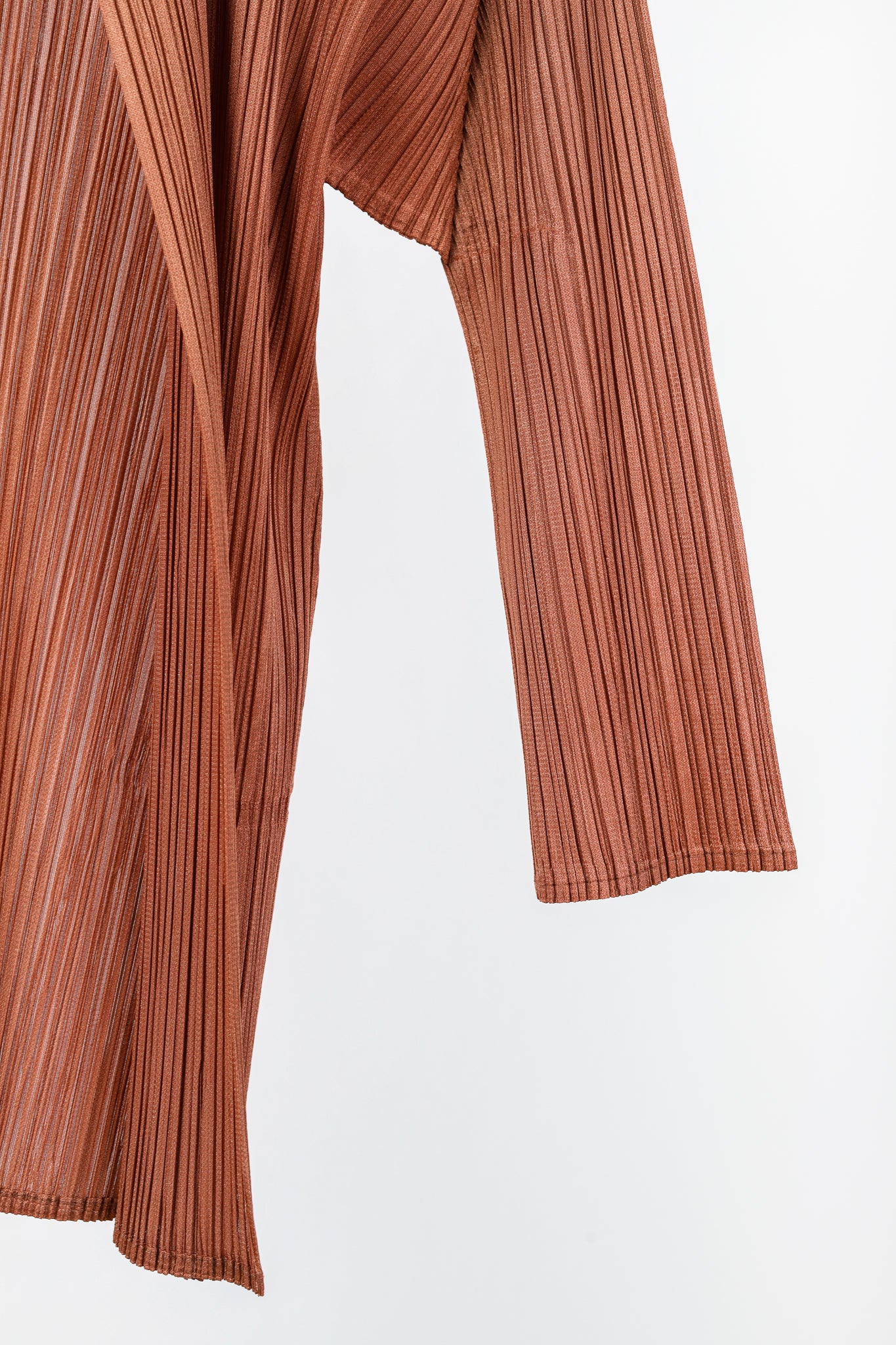 Pleats Please Issey Miyake Terracotta Open-Front Cardigan