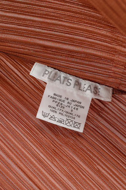 Pleats Please Issey Miyake Terracotta Open-Front Cardigan