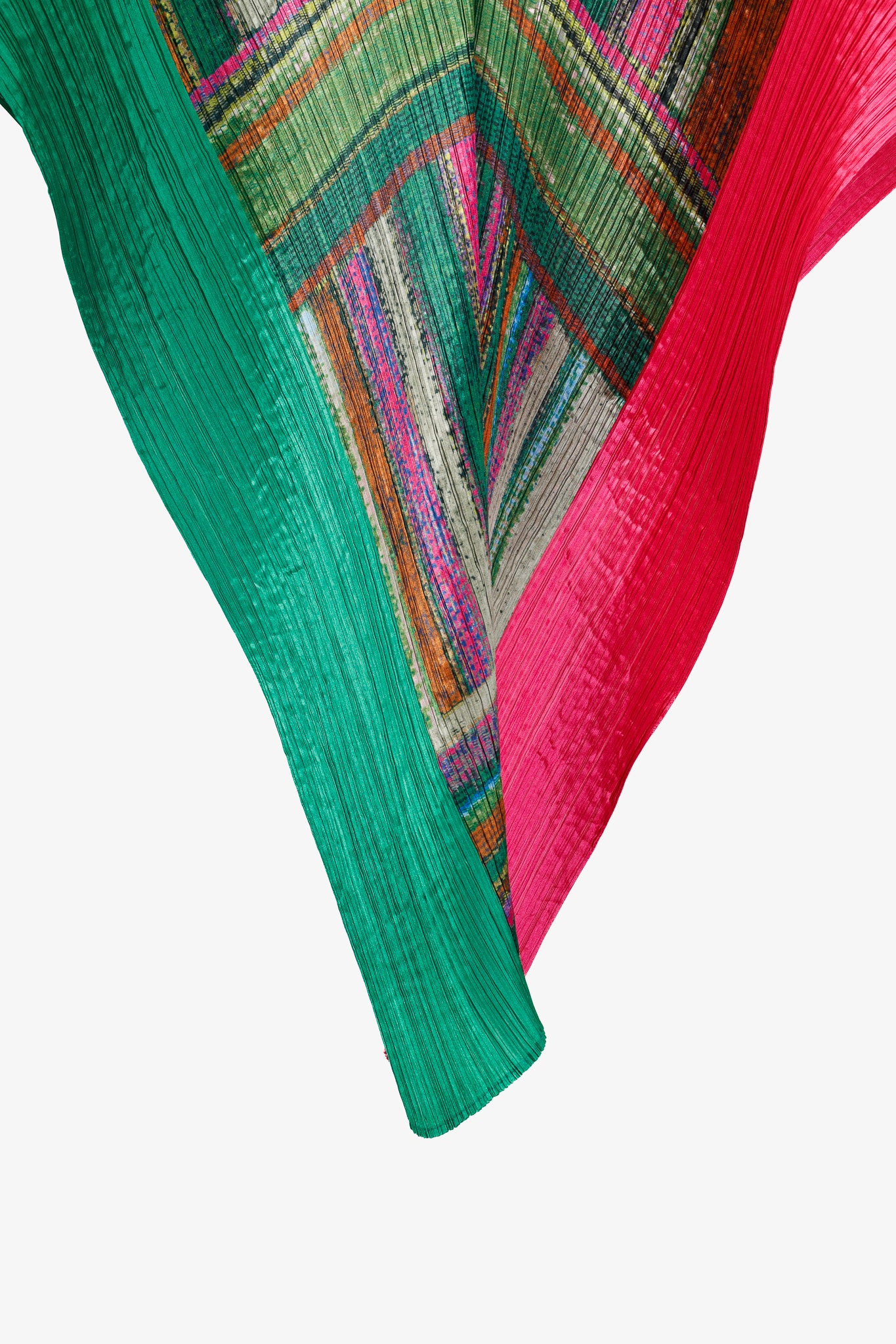 Issey Miyake Pleats Please Green & Pink Abstract-Print Shawl