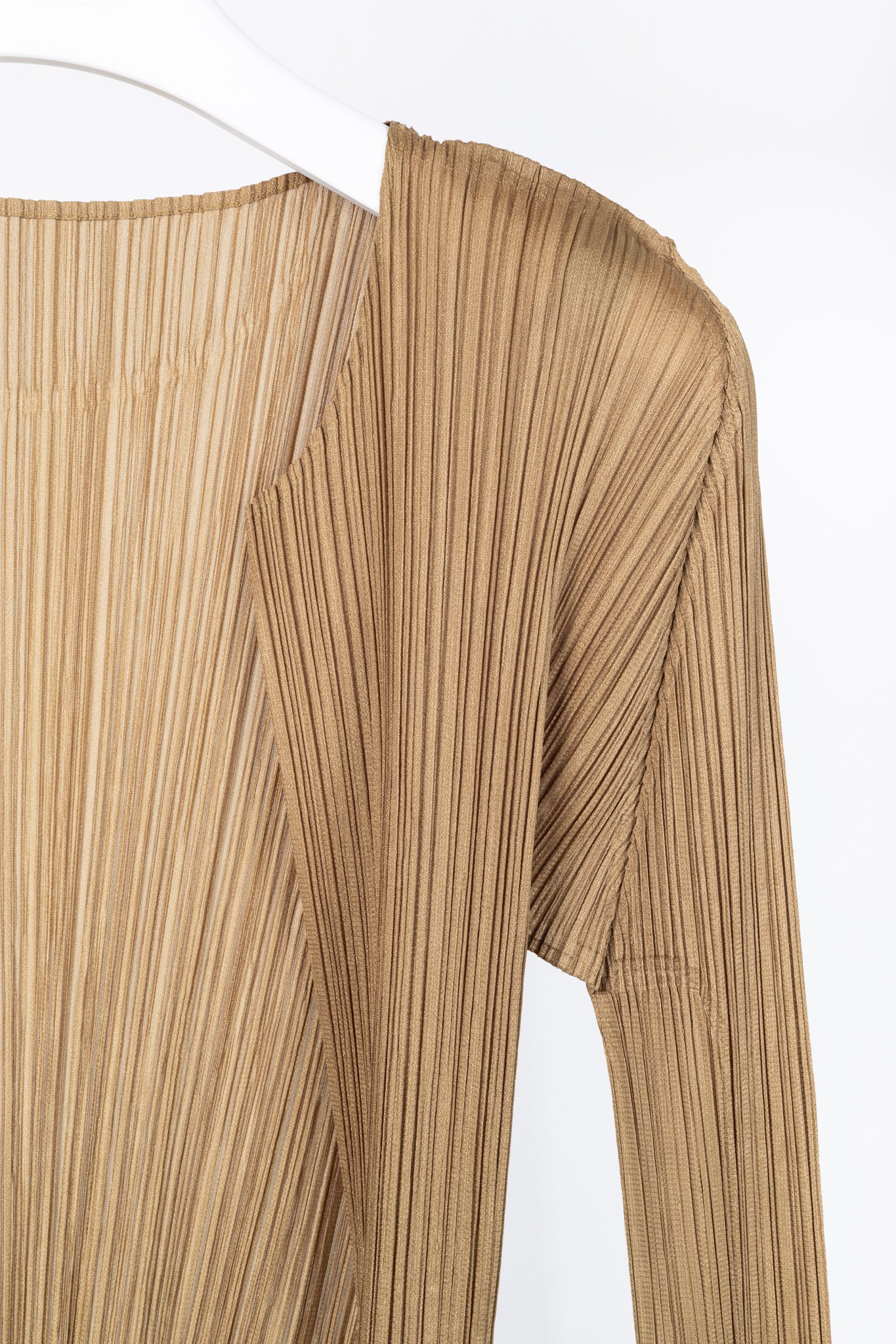 Pleats Please Issey Miyake Gold Open-Front Cardigan