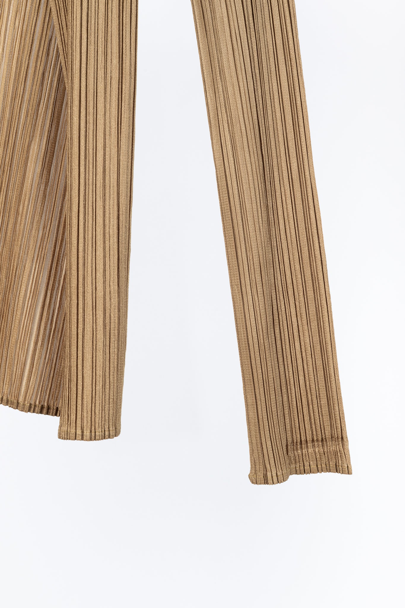 Pleats Please Issey Miyake Gold Open-Front Cardigan