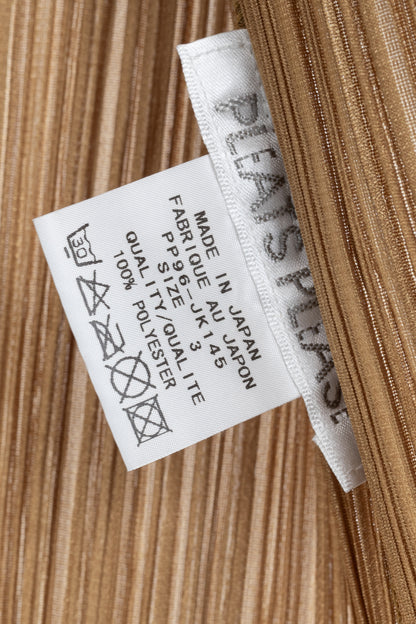 Pleats Please Issey Miyake Gold Open-Front Cardigan