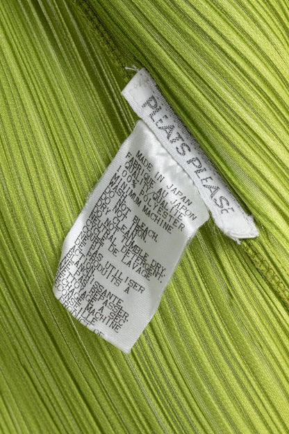 Pleats Please Issey Miyake Lime-Green Open-Front Cardigan