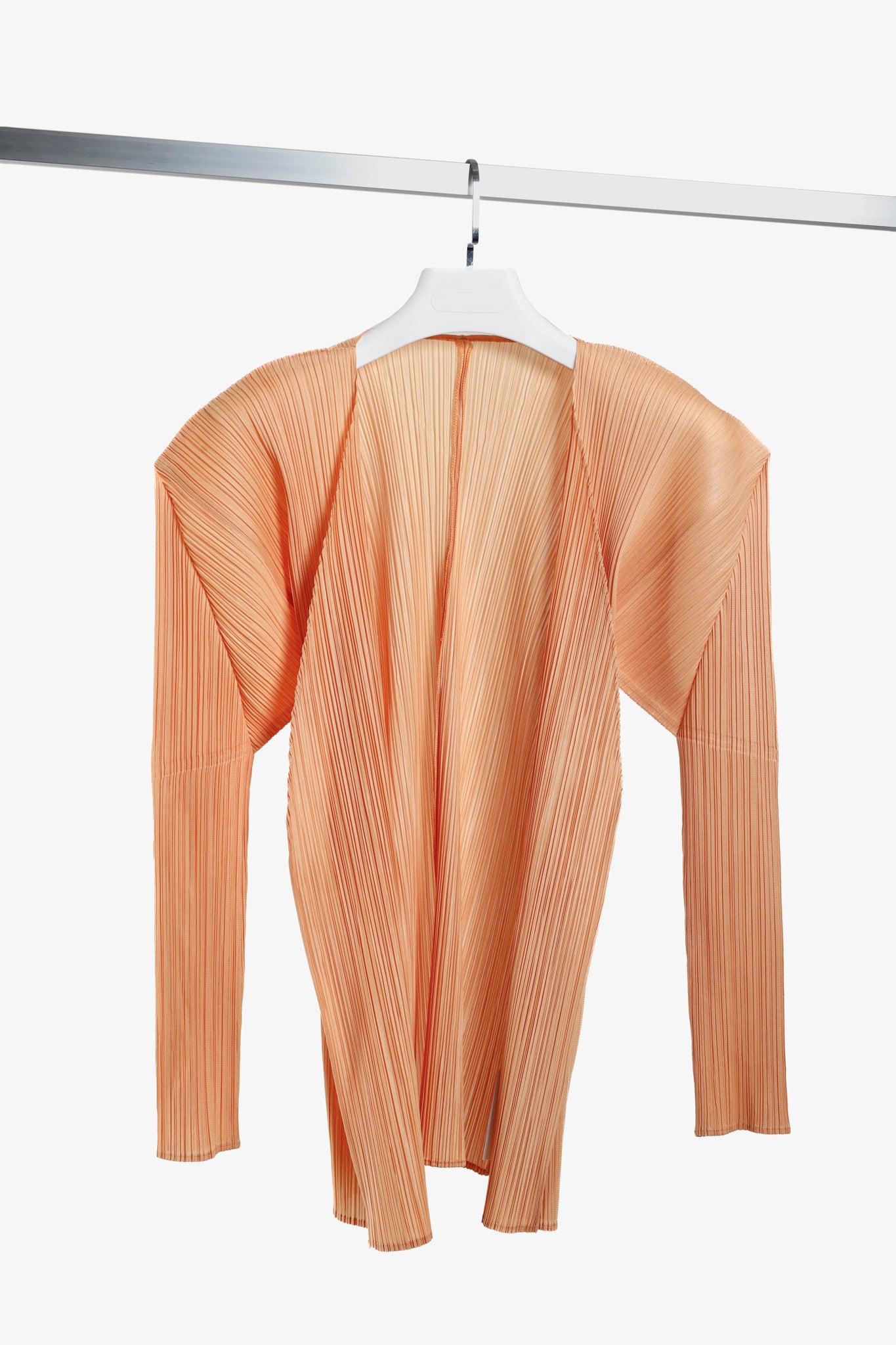 Issey Miyake Pleats Please Light Peach Orange Cardigan