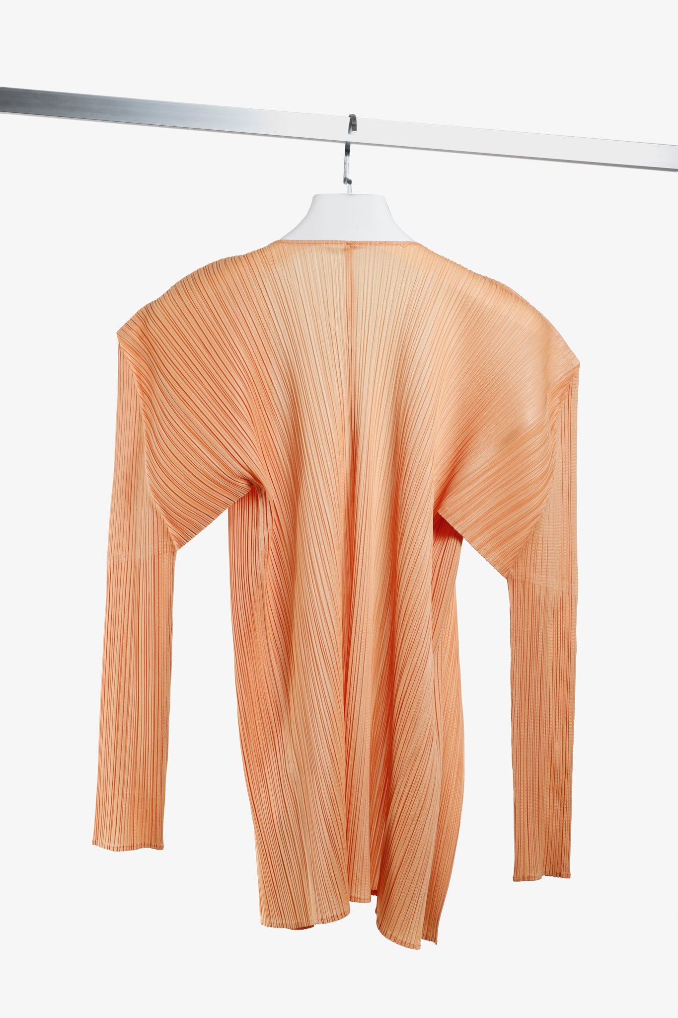 Issey Miyake Pleats Please Light Peach Orange Cardigan