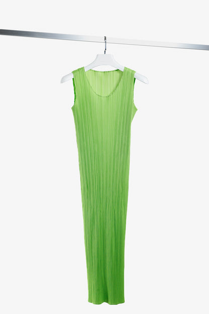 Issey Miyake Pleats Please Lime Neon Green Maxi Dress