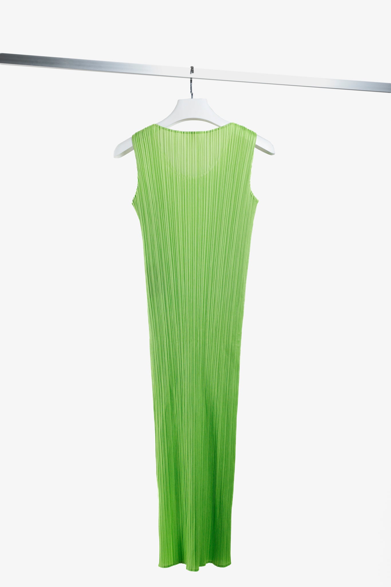 Issey Miyake Pleats Please Lime Neon Green Maxi Dress