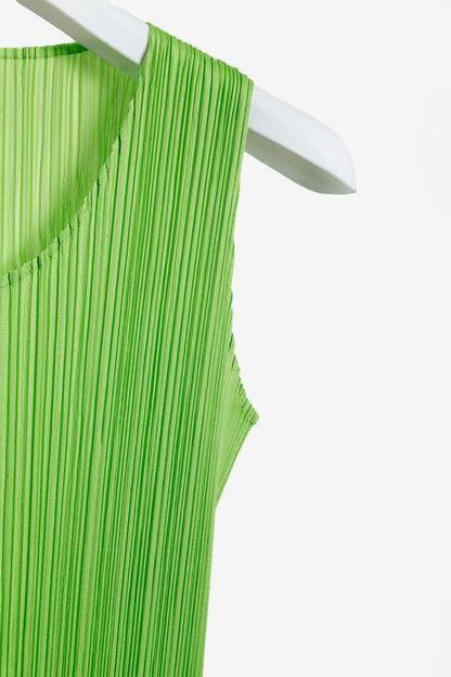 Issey Miyake Pleats Please Lime Neon Green Maxi Dress