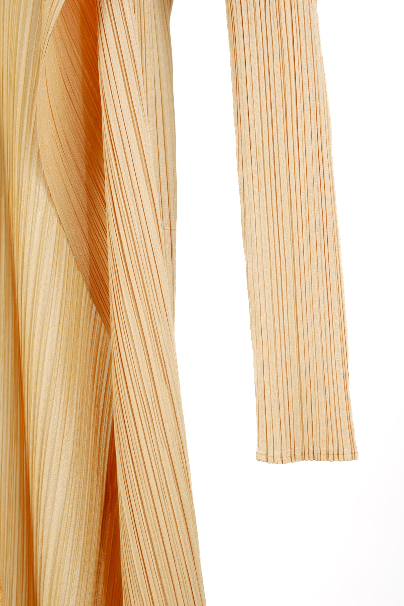 Issey Miyake Pleats Please Light Orange Pleated Long Open-Front Cardigan