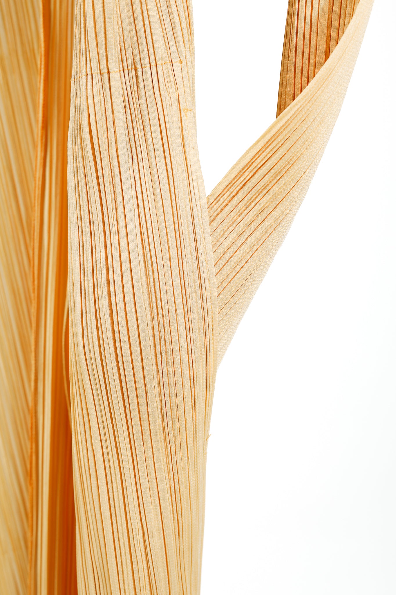 Issey Miyake Pleats Please Light Orange Pleated Long Open-Front Cardigan