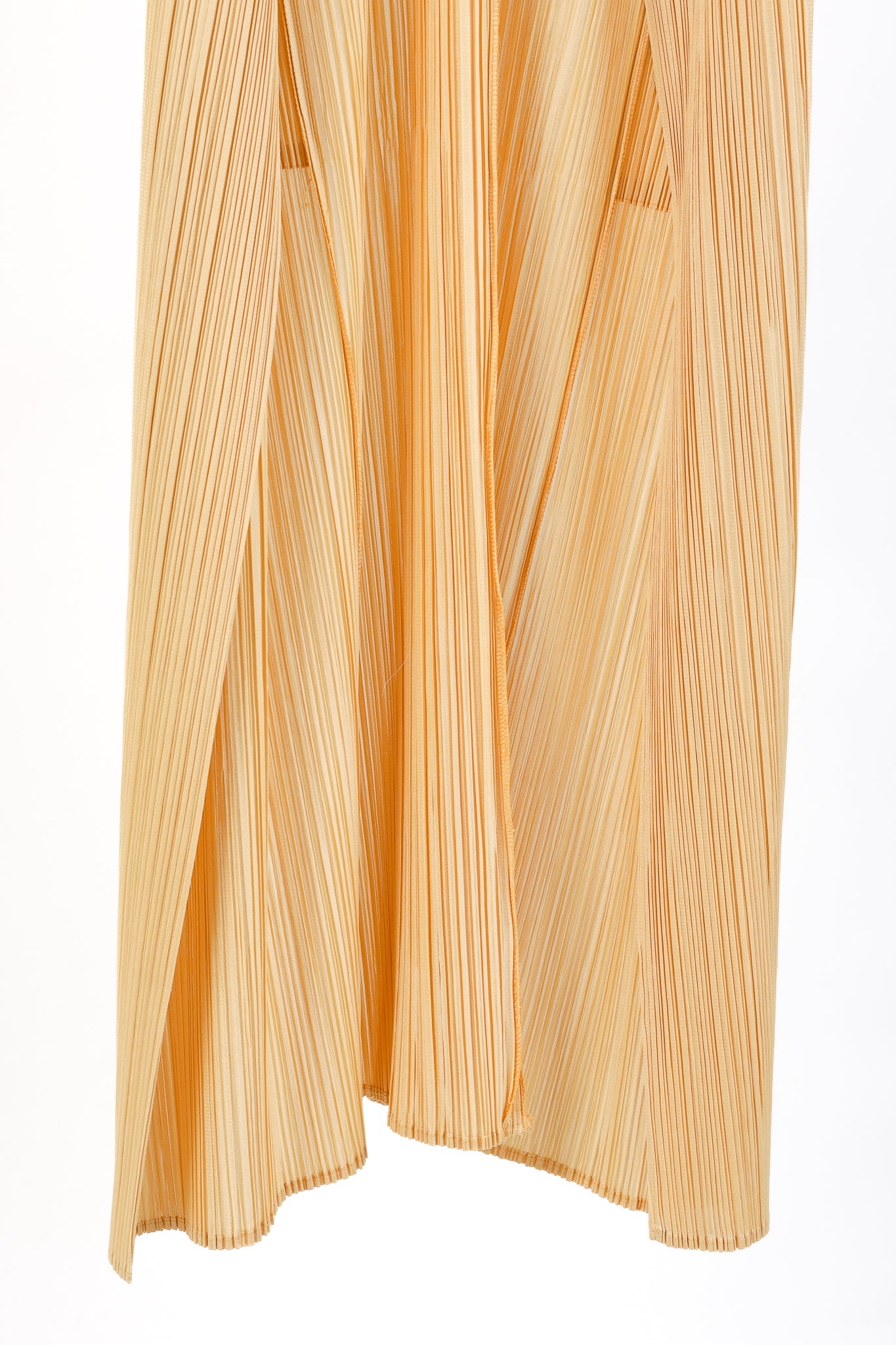 Issey Miyake Pleats Please Light Orange Pleated Long Open-Front Cardigan