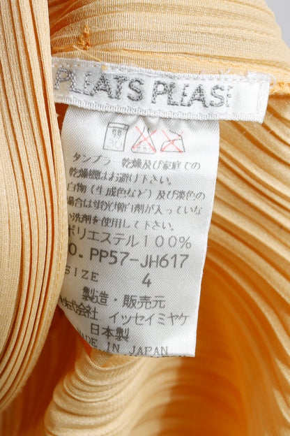 Issey Miyake Pleats Please Light Orange Pleated Long Open-Front Cardigan