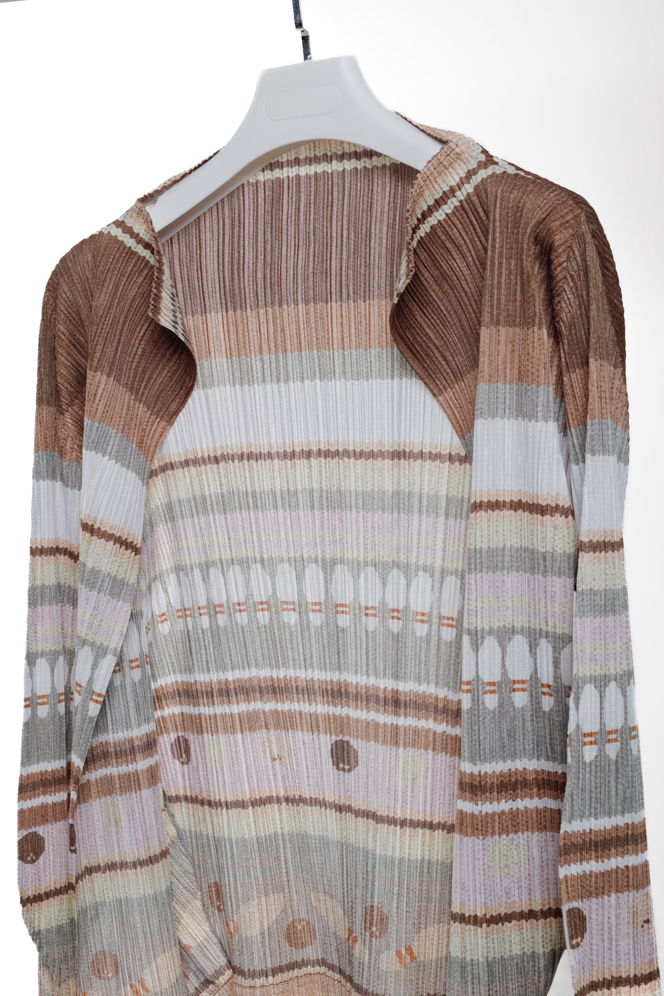Issey Miyake Pleats Please Brown Purple Bowling Pin Cardigan