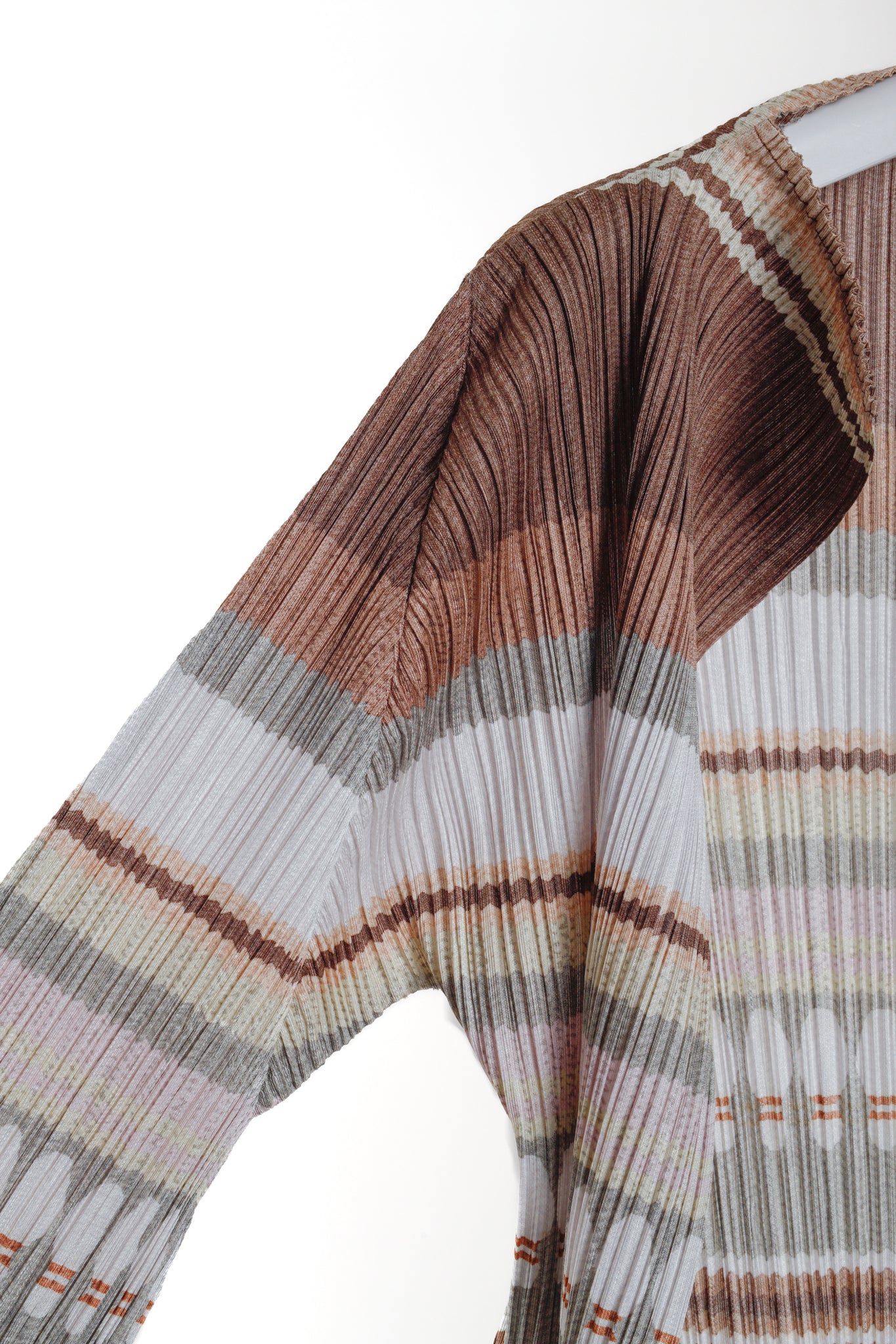 Issey Miyake Pleats Please Brown Purple Bowling Pin Cardigan
