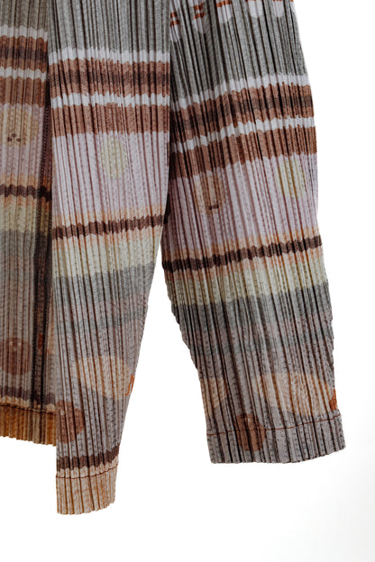 Issey Miyake Pleats Please Brown Purple Bowling Pin Cardigan