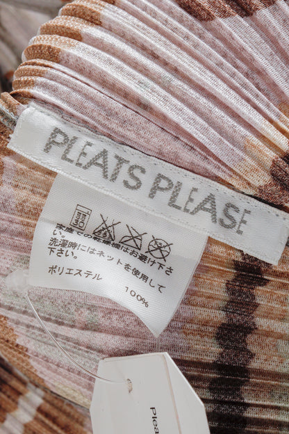 Issey Miyake Pleats Please Brown Purple Bowling Pin Cardigan
