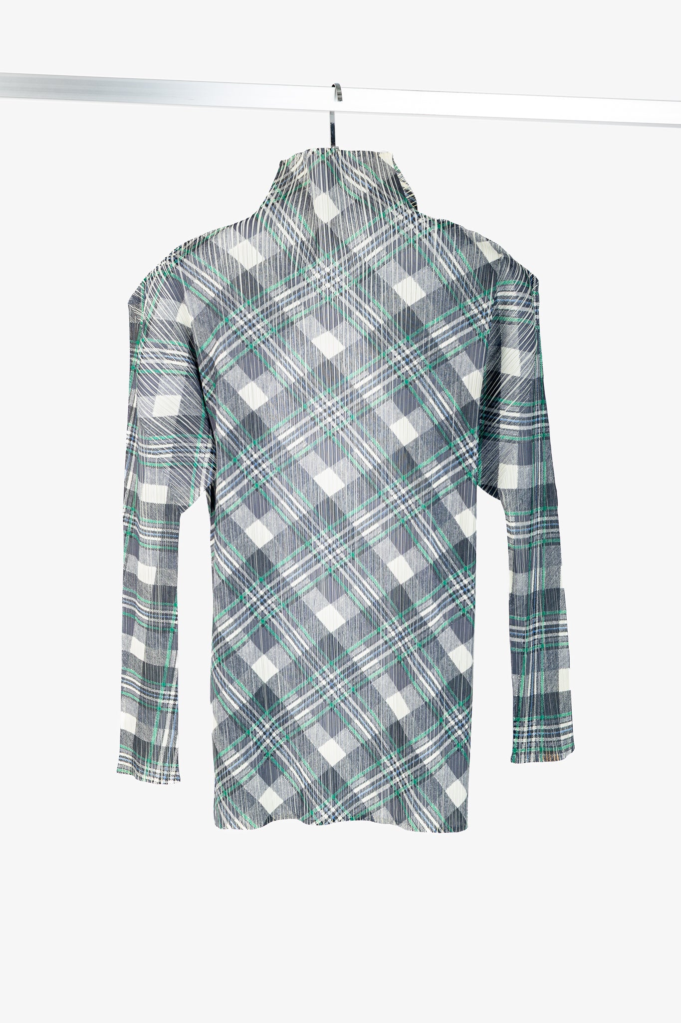 Pleats Please Issey Miyake Black & Green Plaid Open-Front Cardigan