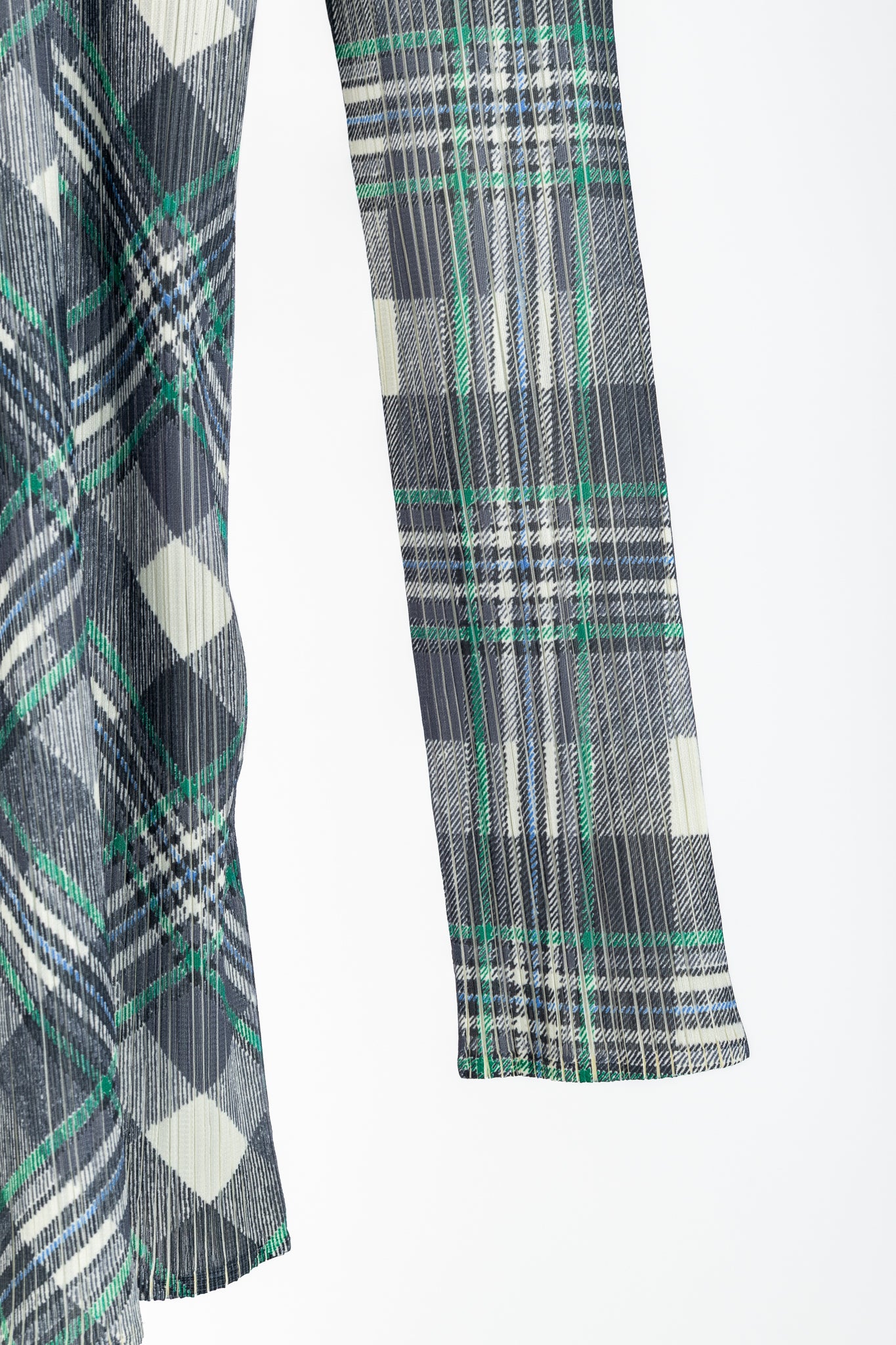 Pleats Please Issey Miyake Black & Green Plaid Open-Front Cardigan