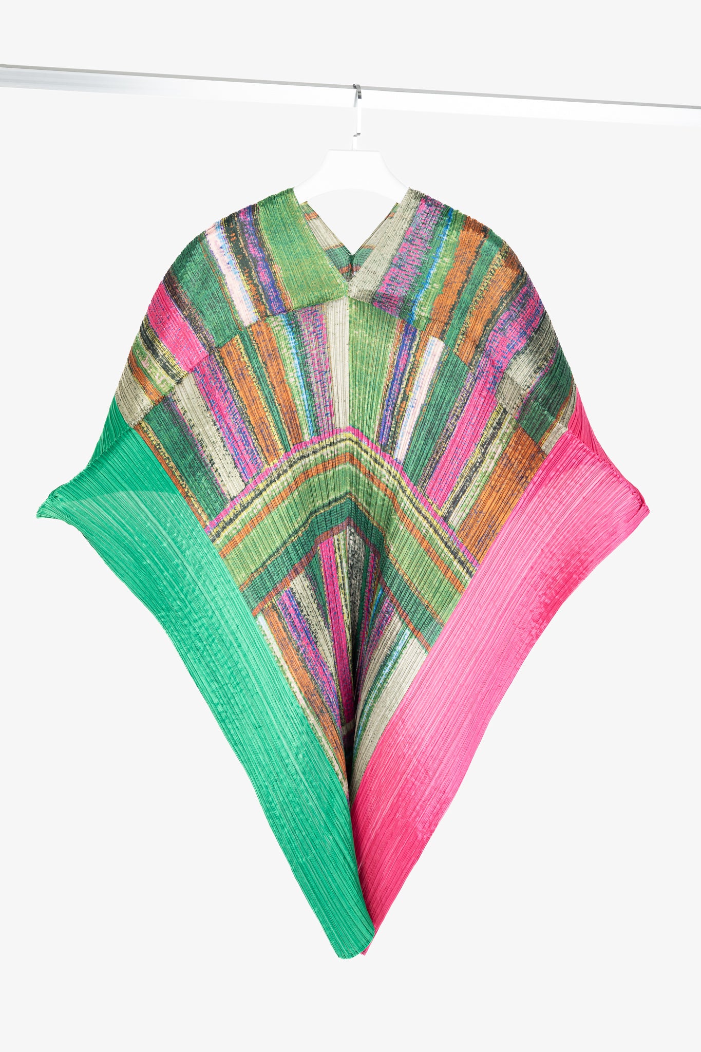 Pleats Please Issey Miyake Green & Pink Abstract-Print Shawl