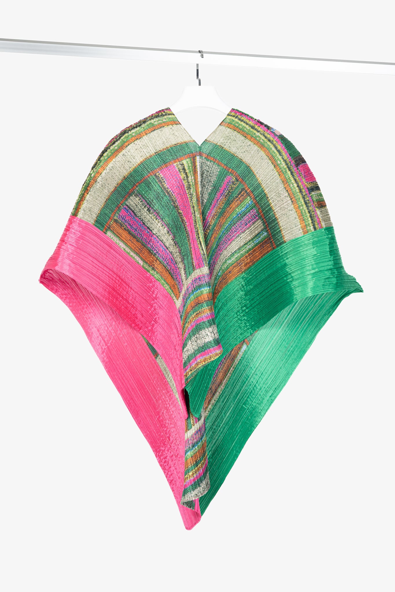 Pleats Please Issey Miyake Green & Pink Abstract-Print Shawl